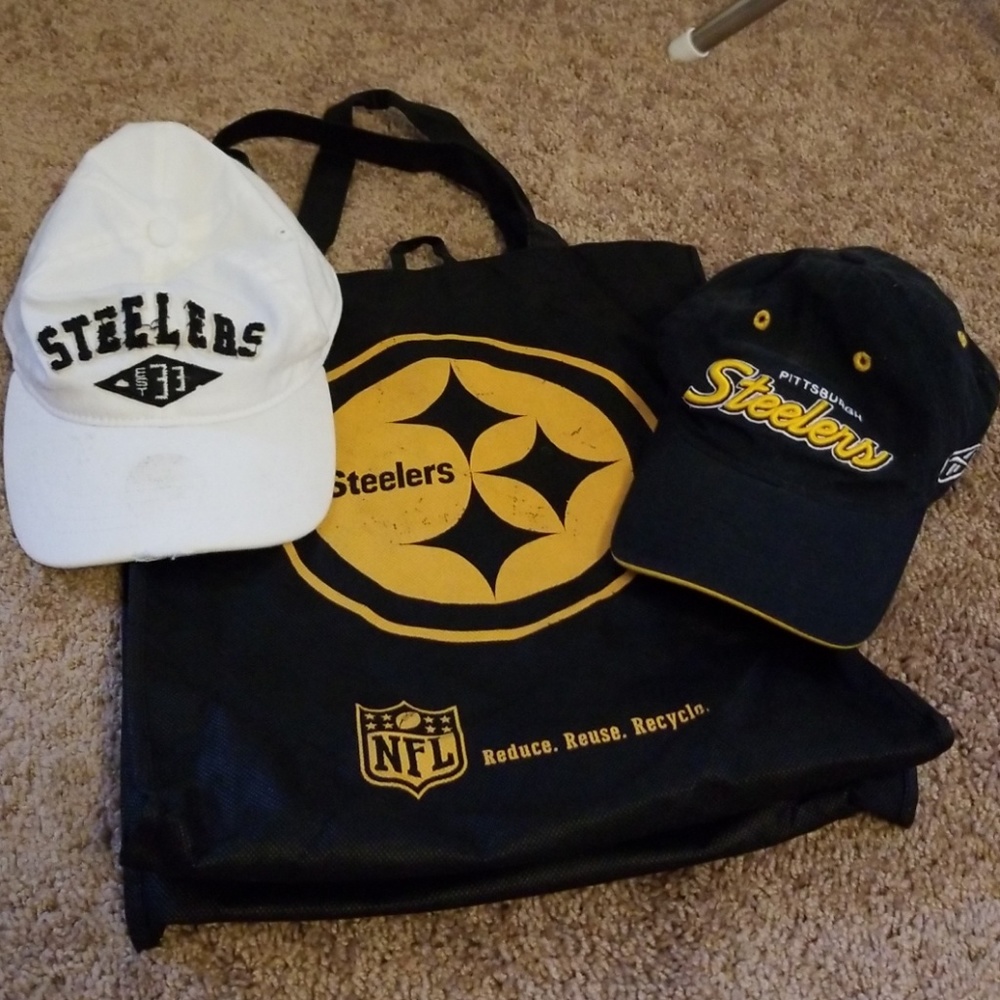 Pittsburgh Steelers Hats and Reusable Bag